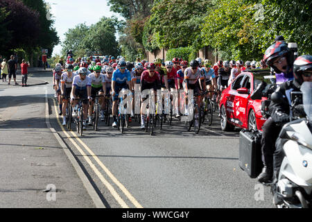 Cyclists in the 2019 OVO Energy Tour of Britain men`s cycle race. Stock Photo